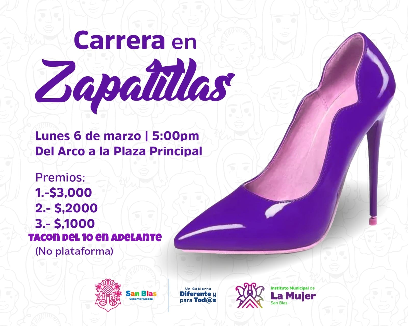 💥‼️CARRERA EN ZAPATILLAS‼️👠 🚻en San Blas