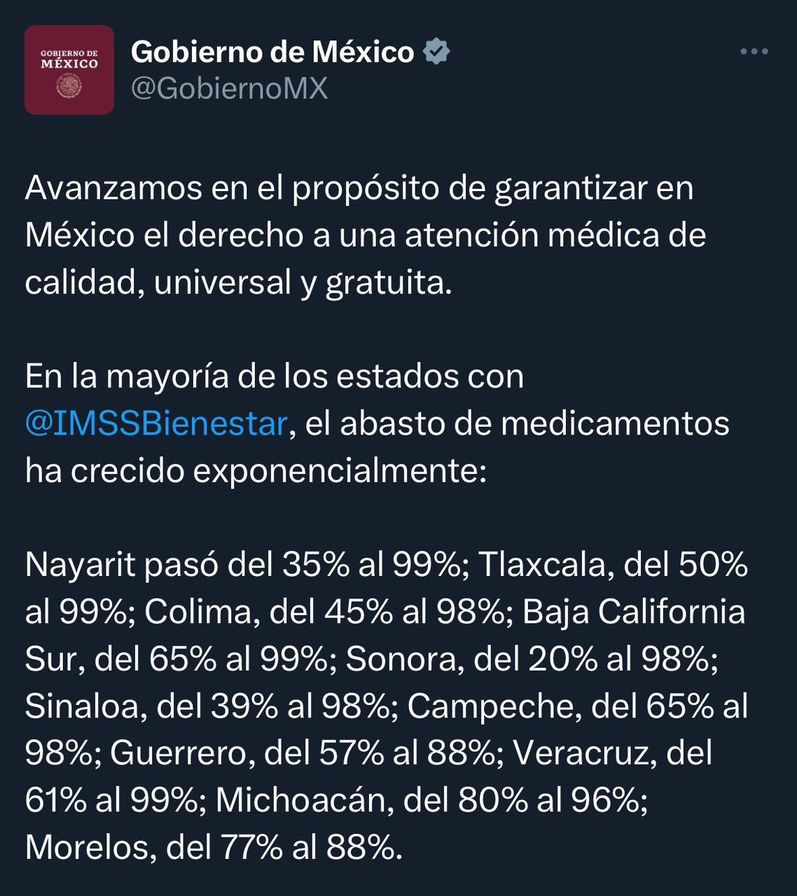 Reconocen a Nayarit como uno de los estados con mayor abasto en medicinas