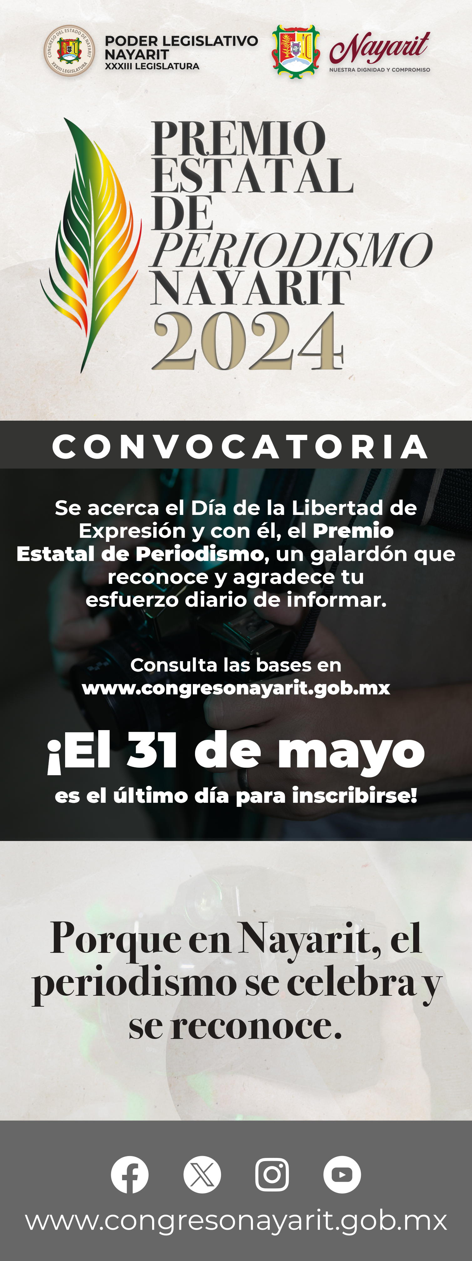 El 31 de Mayo, último para entrega de trabajos periodísticos